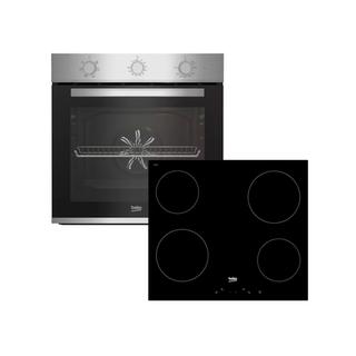 Beko BBIE12100XC + HIC64400E Φούρνος άνω Πάγκου 66lt με Κεραμικές Εστίες Π59.4εκ. Inox